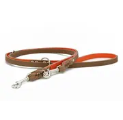 Maul Hondenriem Klassiek Premium Mokka Oranje Zilver