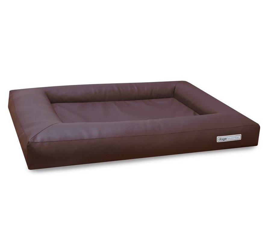 Dog Bed Cube Faux Leather Brown