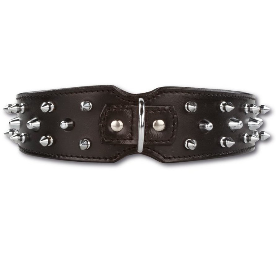Dog Collar Savage Spikes Black 45mm