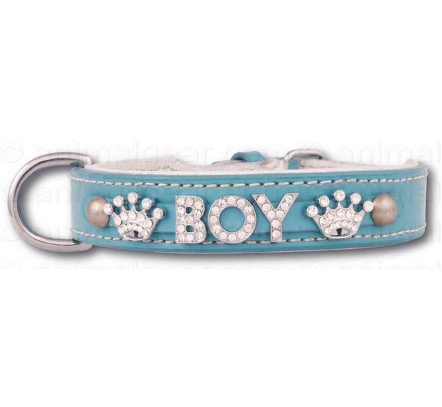 Dog collar with name Medium Babyblue