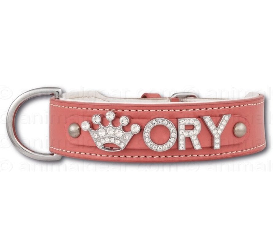 Dog collar with name Medium Pink