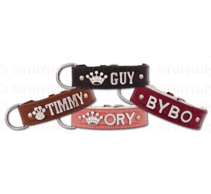 Dog collar with name Medium Red