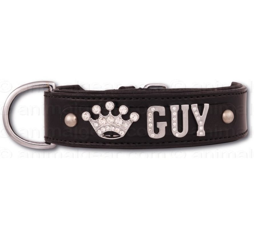 Dog Collar with Name Black (Large)