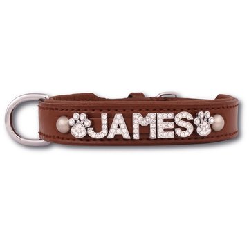 Doxtasy Dog collar with name Large Brown