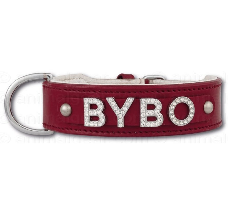 Dog collar with name Large Red