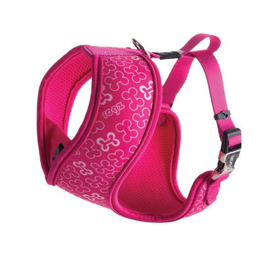 Dog Harness Wrapz Pink Bones