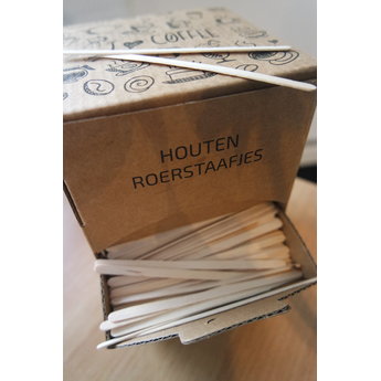 Nu Koffie Houten roerstokjes in dispenser box