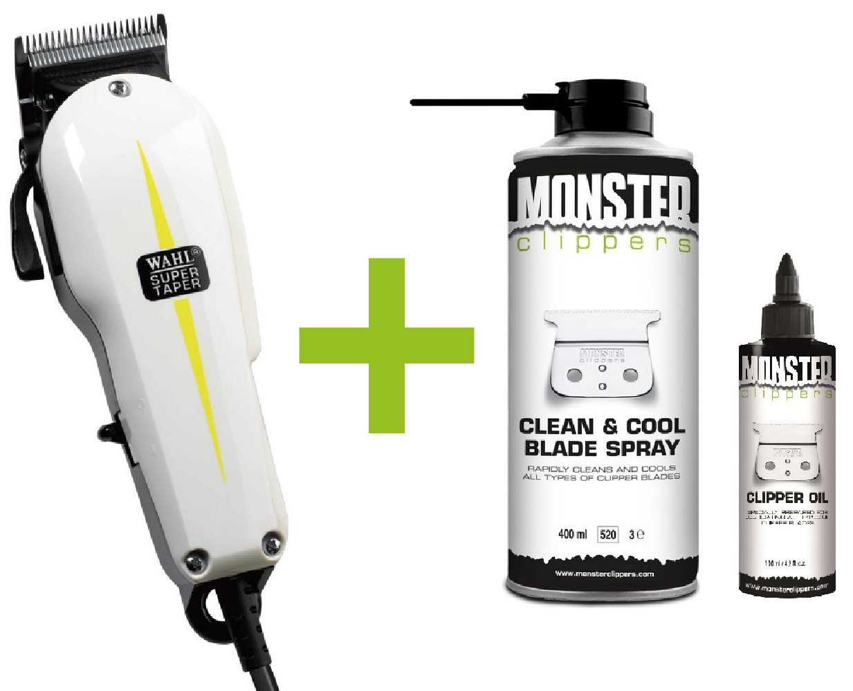 lint Marco Polo Bevestiging Wahl Super Taper Tondeuse + Monster Clippers Clean & Cool Blade Spray & Olie  - kapperssale