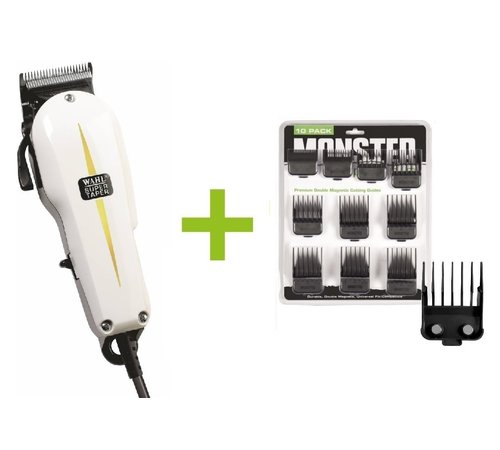 Wahl Super Taper + Monster Clippers Premium Dubbel Magnetische Opzetkammen Zwart 