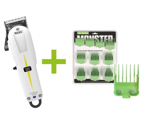 Super Taper Cordless + Monster Clippers Premium Dubbel Magnetische Opzetkammen Groen 