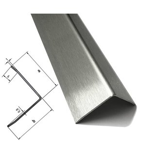 Versandmetall Stainless steel angle Edge protection angle Corner protection rail 3-fold edged unequal 90 ° length 1000 mm