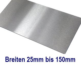 Versandmetall Edelstahl Blech Zuschnitte 1.4301 von 25 bis 150mm Breite, Länge 1000 mm