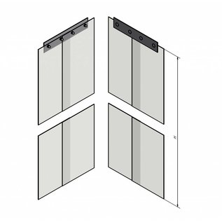 LSTi Reinraumvorhang, Lamellenvorhang ( Aufhängung  Alu eloxiert  ) Breite 1000mm, Lamellen aus Weich-PVC-Lamellen 200/2, transparent, antistatisch