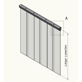 LSTi Reinraumvorhang, Lamellenvorhang ( Aufhängung  Alu eloxiert  ) Breite 1000mm, Lamellen aus Weich-PVC-Lamellen 200/2, transparent, antistatisch