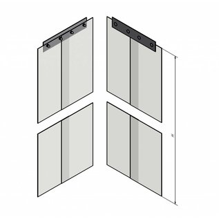 LSTi Reinraumvorhang, Lamellenvorhang ( Aufhängung  Alu eloxiert  ) Breite 1250 mm, Lamellen aus Weich-PVC-Lamellen 200/2, transparent, antistatisch