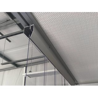 LSTi Reinraumvorhang, Lamellenvorhang ( Aufhängung  Alu eloxiert  ) Breite 2500 mm, Lamellen aus Weich-PVC-Lamellen 200/2, transparent, antistatisch