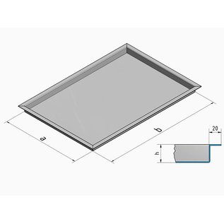 Versandmetall Edelstahlwanne R3  geschweißt Materialstärke 1,5mm  Länge/Tiefe (a)  300 mm Außen Schliff K320