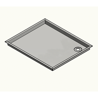 Versandmetall Stainless steel 316L (1.4404 or 1.4571) Shower tray, shower tray {R3A} 1.5mm, INSIDE cut K320, depth 800 mm (817mm outside), width 950 mm, (967mm outside) 1x drain hole, height 180mm 4-sided edge 10mm
