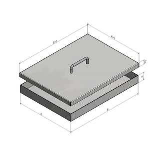 Versandmetall Stainless steel tub with lid, { R1 } 1.5mm, outside finish K320