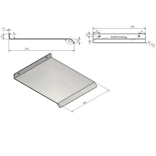 Versandmetall  Wetterschutz, kleines Pultdach mit Abtropfkante aus 1,5mm geschliffenem Edelstahl für Schalter, Wallbox, Briefkasten