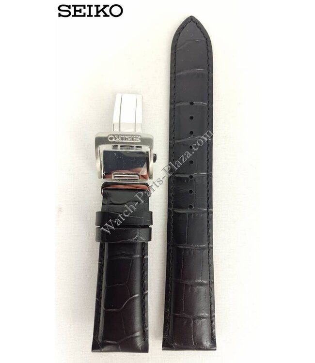Seiko SARG017J Black Leather Watch Band 6R15-02V0 Strap 20mm LOCA
