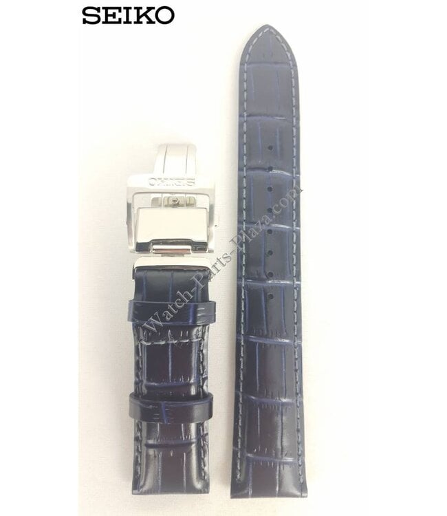 Seiko SARG015J Blue Leather Watch Band 6R15-02V0 Strap 20mm LOCA