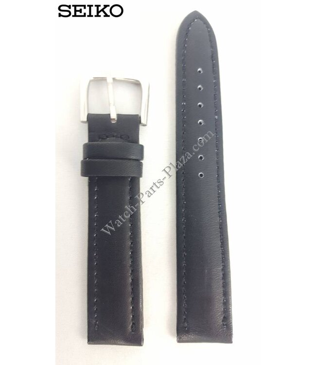 Bracelet de montre Seiko 8M25-7030 Bracelet de cuir noir 18 mm Magic Hands Sport