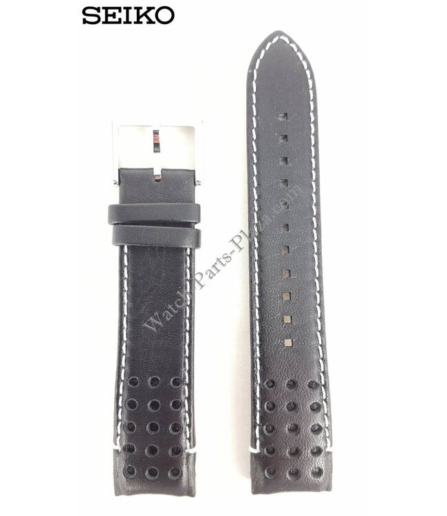 Seiko Sportura Black Leather Watch Band LOCE B21 V198 0AA0 Strap SSC361P1 SRG019
