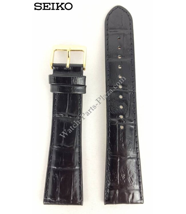 Banda de reloj Seiko Solar SUP880P1 Correa de cuero negro 23mm LOCZ V115-0BC0