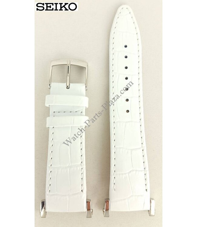 Horlogeband Seiko Sportura SND889P1 wit leren band 7T92-0HP0 20 mm