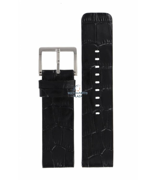 Bracelet de montre en cuir véritable gaufré noir DKNY NY3396 24mm