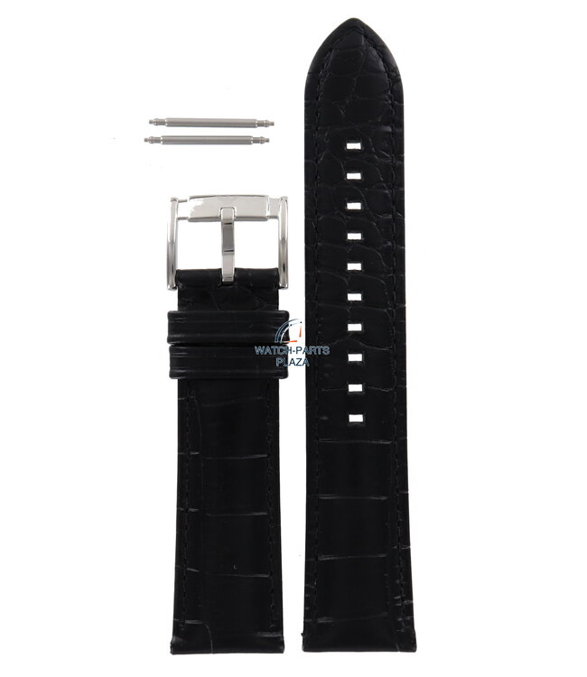 Banda de reloj AR2411 Emporio Armani Renato correa de cuero negro 22 mm