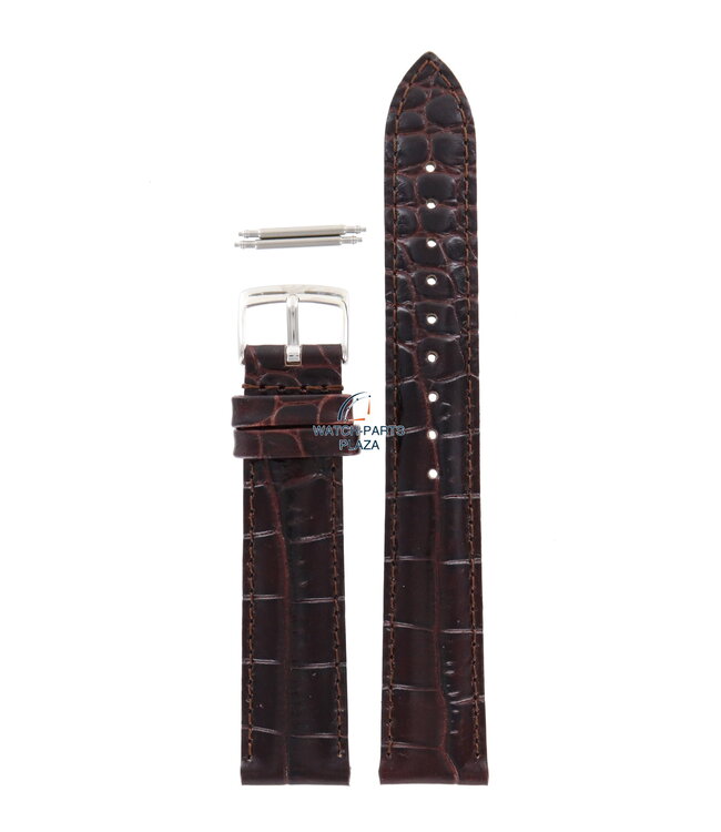 Watch Band AR0205 Emporio Armani dark brown embossed genuine leather strap 14mm