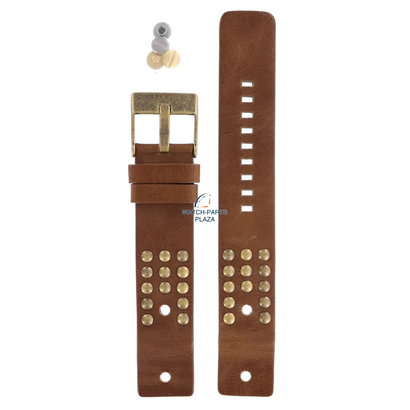 Diesel Horlogeband Diesel DZ2124 bruin lederen band 22mm & gouden gesp origineel
