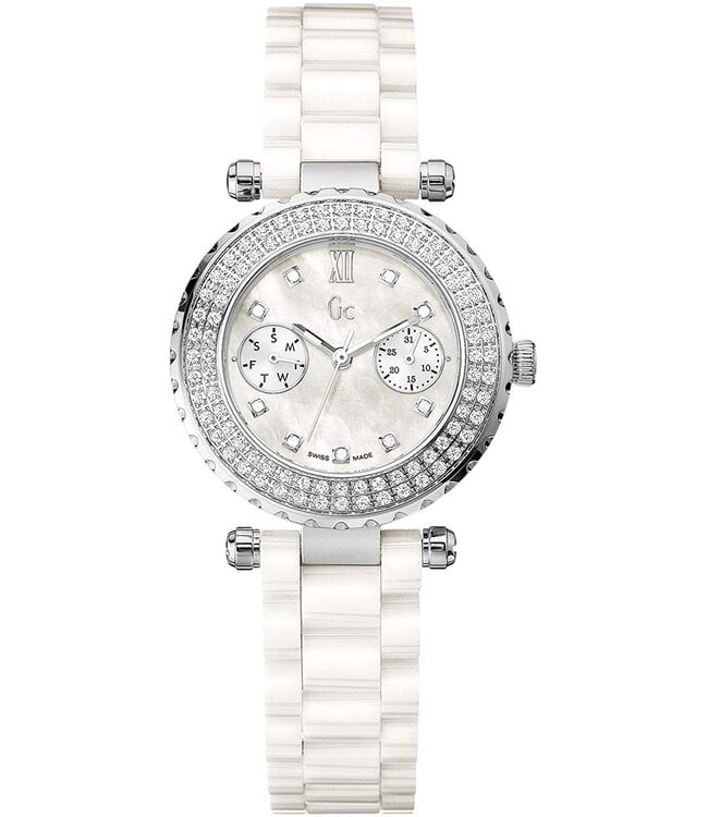 Montre Guess Collection A28101L1 Diver Chic 97 en céramique blanche - Fabrication suisse - Precious