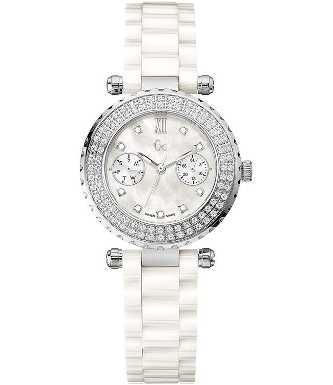 Watch Guess Collection A28101L1 Diver Chic 97 white ceramic - Swiss Made - Precious series