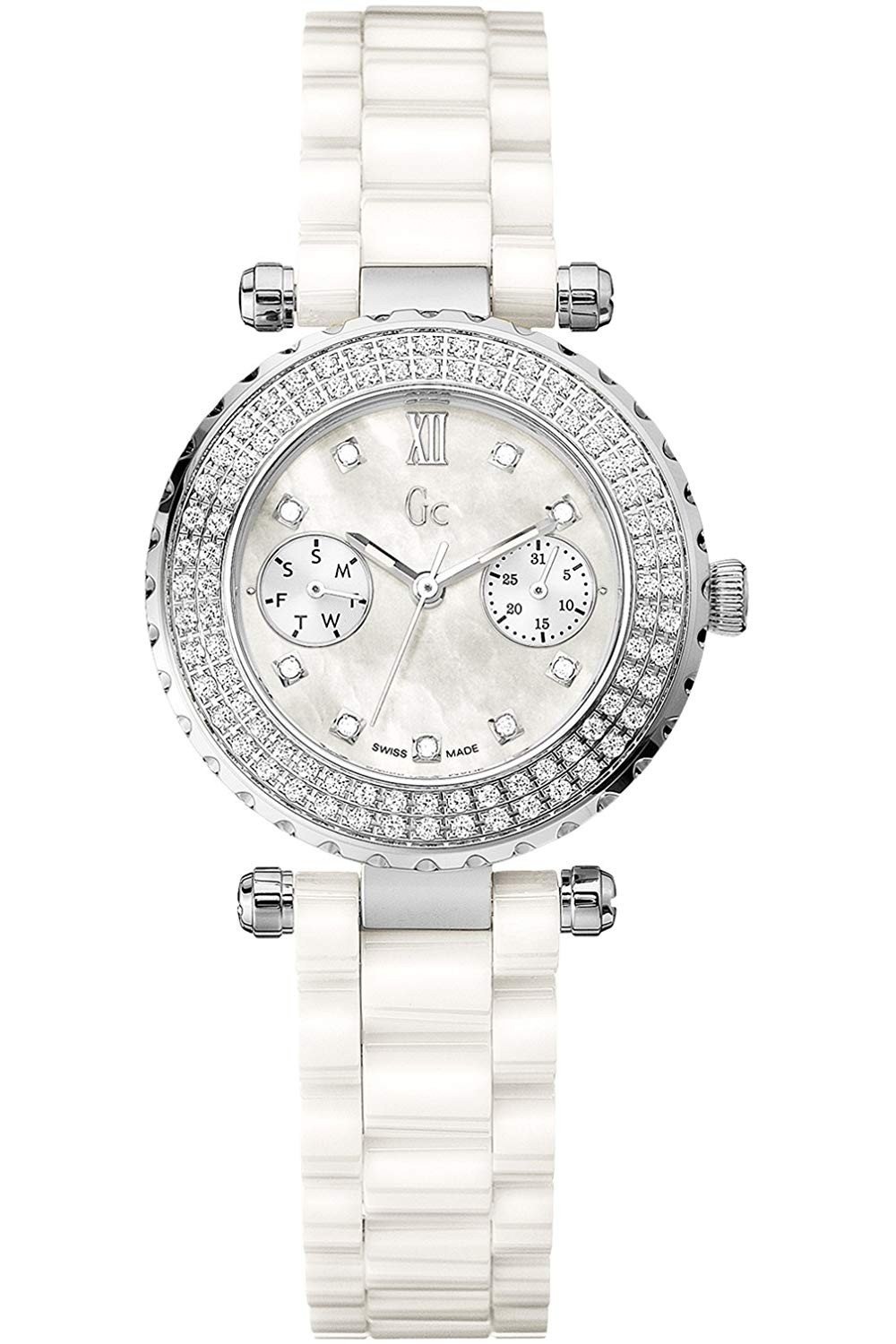 Guess Collection - Montre Diver Chic 97 DIamonds A28101L1 blanche -  WatchPlaza