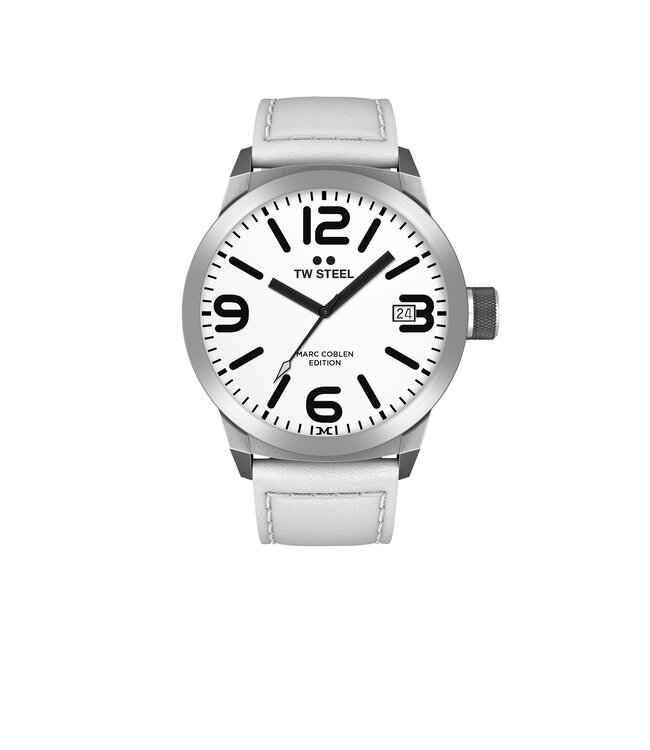 Montre TW-Steel Marc Coblen Bracelet en cuir blanc TWMC43 50mm