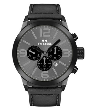 TW-Steel TW Steel TWMC18 Chronograph Uhr schwarz mit schwarzem Lederarmband