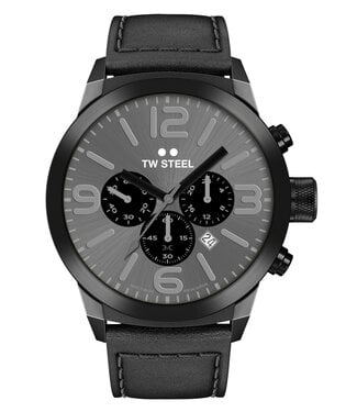 TW-Steel TW Steel TWMC18 chronograph watch black with black leather strap