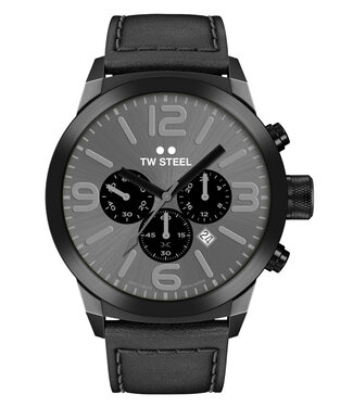 TW-Steel TW Steel TWMC18 montre chronographe noire avec bracelet en cuir noir