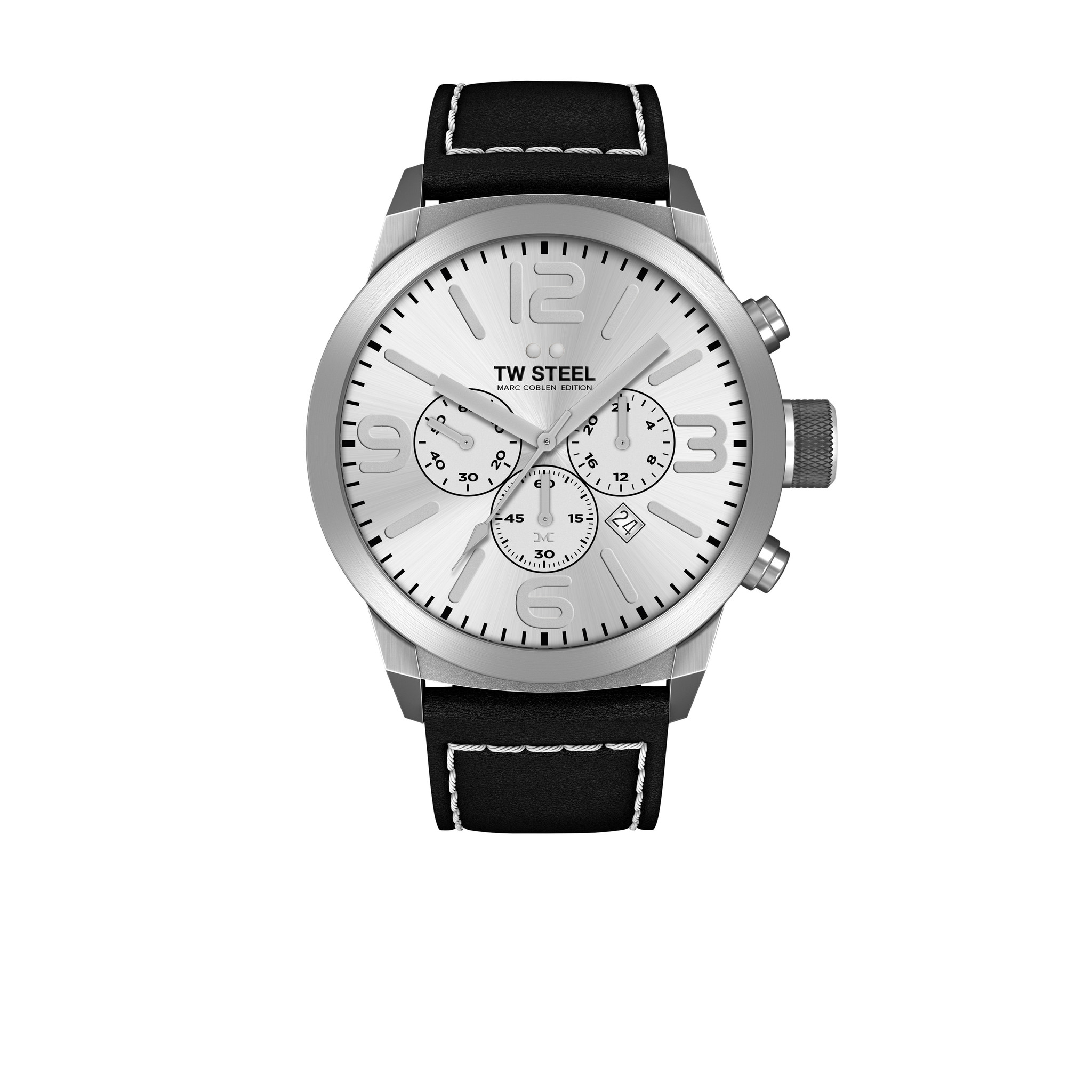 Steel Marc Coblen TWMC60 chrono watch 50 black watch strap WatchPlaza