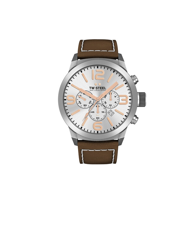 TW-Steel Marc Coblen TWMC11 relógio cronógrafo com pulseira de couro marrom 42mm