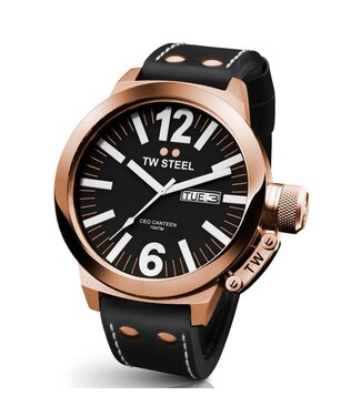 TW-Steel TW Steel CE1022 horloge rosé met zwart leren band