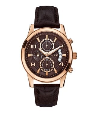 Guess Guess Exec W0076G4 relógio rosa 44 milímetros com pulseira de couro marrom