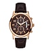 Assistir Guess Exec W0076G4 relógio cronógrafo homens rosé 44mm marrom pulseira de couro croco