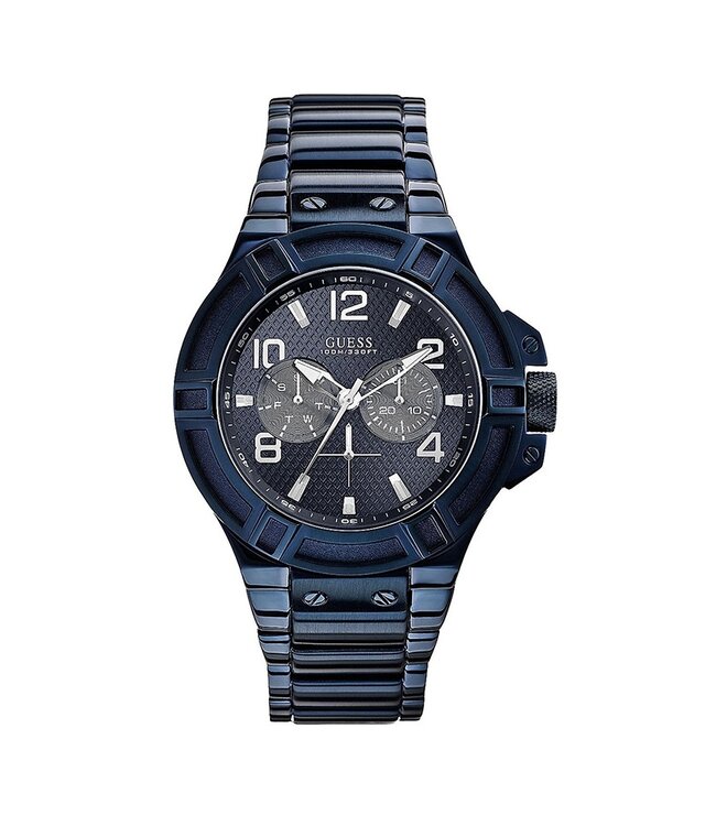 Adivinhar assistir W0218G4 Rigor analógico masculino relógio azul 45mm aço