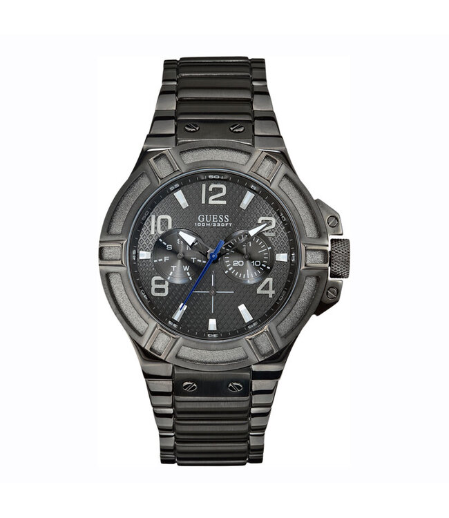 Watch Guess W0218G1 Rigor analogue steel men's watch dark gray 45mm Gunmetal Gray