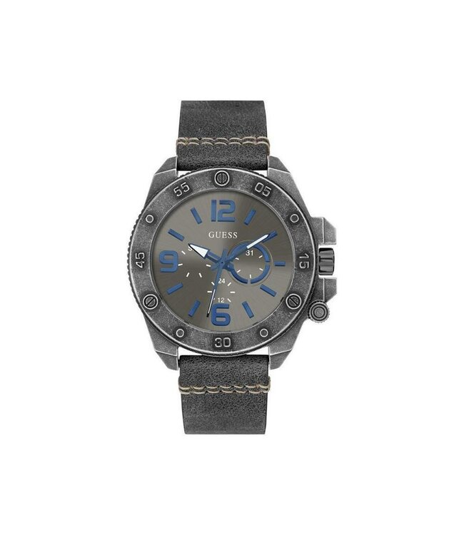 Watch Guess W0659G3 Viper analog men's watch dark gray 46mm leather strap