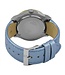 Vea el reloj Guess W0289L2 para señoras Jet Setter de color dorado con una correa azul clara de 39 mm.